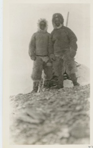 Image: MacMillan and Borup at cairn